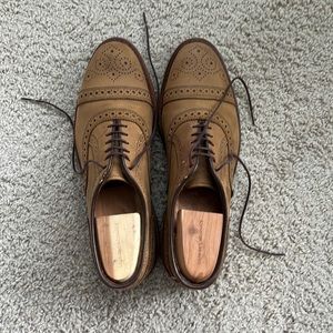 Allen Edmonds 8D Suede Nubuck Bourbon Strandmok with Olive Dainite soles